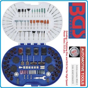 Шлайфгрифери, дискове, шкурки, к-т 315бр, цанги Ø1.6-3.2mm, високооборотни до 35000 об/мин, BGS, 8060-1.