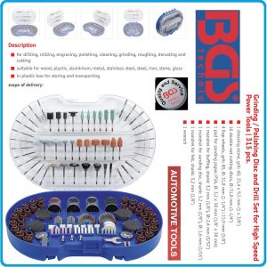 Шлайфгрифери, дискове, шкурки, к-т 315бр, цанги Ø1.6-3.2mm, високооборотни до 35000 об/мин, BGS, 8060-1.