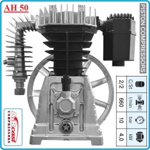 Компресорна глава, бутална, ремъчна, маслена, 660 L/min, 10Bar, Lacme, AH 50