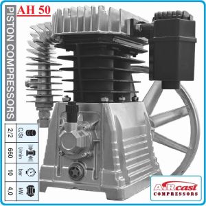 Компресорна глава, бутална, ремъчна, маслена, 660 L/min, 10Bar, Lacme, AH 50