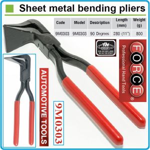 Клещи за ламарина, ъглови 90º, L280mm, огъване и профилиране на метални листи, Force, 9M0303.
