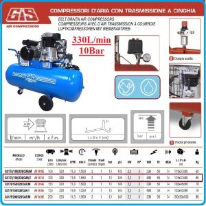 Компресор, Бутален, 100L, 330L/min, 10Bar, GIS, AF 011E