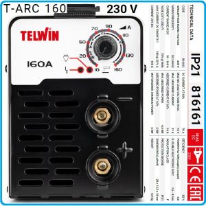 Инвертор, заваръчен апарат, ACX 160A, Ø1.6-3.2mm, MMA DC, Telwin, T-ARC 160, 816161.
