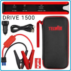 Стартиращо устройство 1500A, външна батерия, 12V, LiPo, 12Ah, Telwin, DRIVE 1500, 829569.