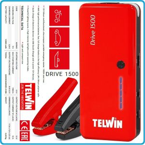 Стартиращо устройство 1500A, външна батерия, 12V, LiPo, 12Ah, Telwin, DRIVE 1500, 829569.