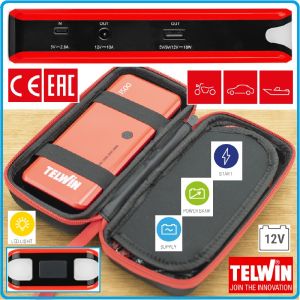 Стартиращо устройство 1500A, външна батерия, 12V, LiPo, 12Ah, Telwin, DRIVE 1500, 829569.