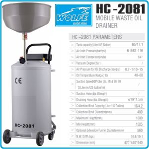 Помпа, за масло, с вана за източване, к-т, 65l, 1Bar, Wolfe, W-2081