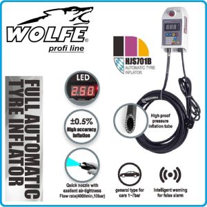 Инфлатор, прецизен уред за помпане на гуми, 10Bar, 230V, 10m, Wolfe, WJS701B.