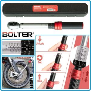 Ключ динамометричен, автоматичен 1/4"-3/8"-1/2", три размера от 5-25Nm до 40-220Nm, Bolter, 53518-20
