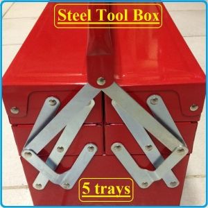 Кутия за инструменти, метална, 5 отделения, 400mm, TonGrun, TBC123