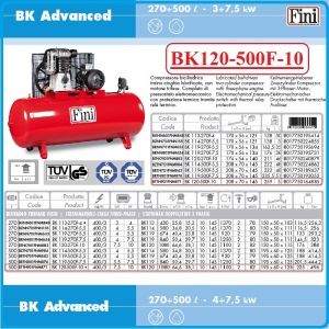 Компресор, Бутален, 500L, 1080 L/min, 10Bar, Fini, BK120-500F-10