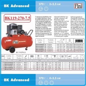 Компресор, Бутален, 270L, 840 L/min, 10Bar, Fini, BK119-270-7.5