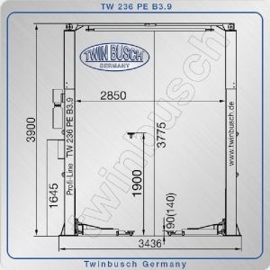 Подемник двуколонен, крик, горна синхронизация, 3.6t, Twin Busch, TW236PE B3.9