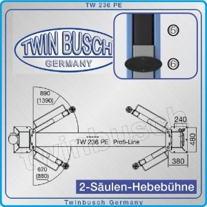 Подемник двуколонен, крик, долна синхронизация, 3.6t, Twin Busch, TW 236 PE 