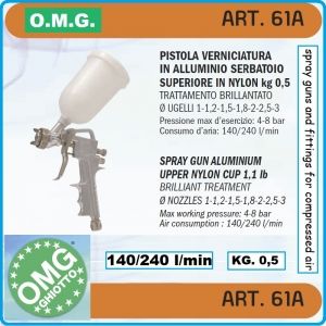 Пистолет за боядисване, ГК, пулверизатор пневматичен, 0.5kg, 8Bar, OMG, 61А