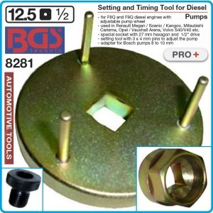 Инструмент за дизелови помпи, диск 3 палцов 1/2", за F8/9Q, к-т, BGS, 8281