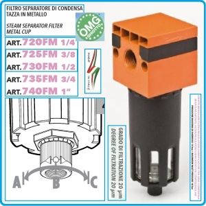 Кондензоотделител с филтър, 20μm, 18Bar, 3/8-1/2", 2000l/min, OMG, 725/30FM