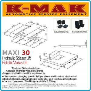 Подемник ножичен, двоен, електро-хидравличен 3t, K-Mak, maxi 30