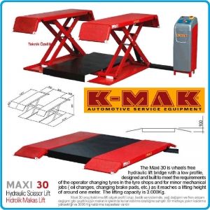 Подемник ножичен, двоен, електро-хидравличен 3t, K-Mak, maxi 30