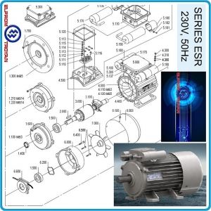 Електромотор монофазен за компресор, 230V, 2.2kW, Elprom, ESP90L