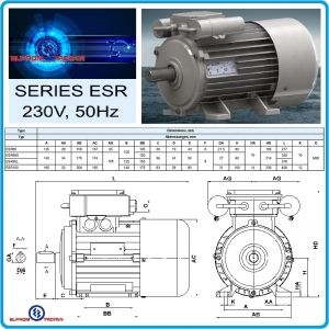 Електромотор монофазен за компресор, 230V, 2.2kW, Elprom, ESP90L
