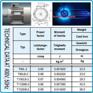 Електромотор трифазен за компресор, 400V, 2.2kW, Elprom, T90L