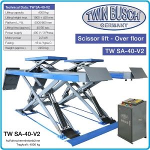 Подемник двоен ножичен, крик двуколонен, 4t, 1.9m, Twin Busch, SA 40 V2