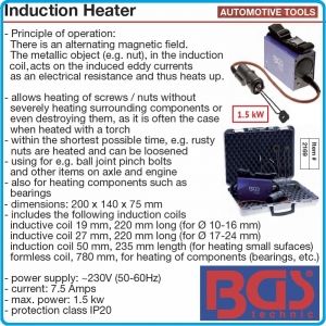 Индукционен нагревател за детайли к-т, 230V, 1.5kW, BGS 2169