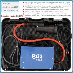 Индукционен нагревател за детайли к-т, 230V, 1.5kW, BGS 2169