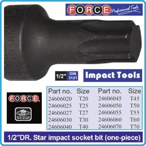 Вложка ударна Torx, 1/2", T20-T70, лята усилена Tx, 12.5mm, Force, 246060