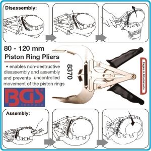 Клещи за сегменти, от Ø80 - 120mm, монтаж / демонтаж, L230mm, BGS, 8370