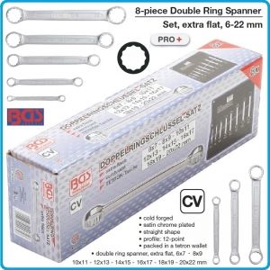Ключове звезди, двустранни прави, к-т 8 части, CrV, от 6-22mm, BGS, 30300