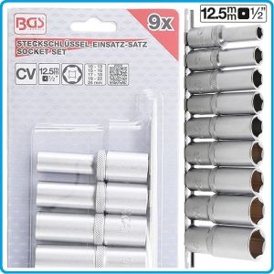 Вложки дълги шестограм, бели Pro torque®, к-т 9бр, 10-24mm, захват 1/2", BGS, 2223