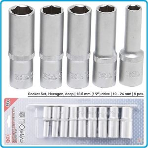 Вложки дълги шестограм, бели Pro torque®, к-т 9бр, 10-24mm, захват 1/2", BGS, 2223