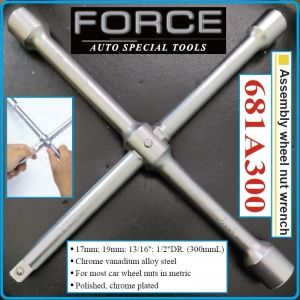 Ключ за джанти, разглобяема кръстачка, Q1/2", L300mm, 13/16"-17-19mm, Force, 681A300