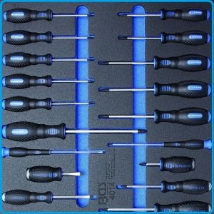 Модул с инструменти 3/3, вложка за количка, 23бр отвертки комплект SL, PH, Torx, BGS, 4014