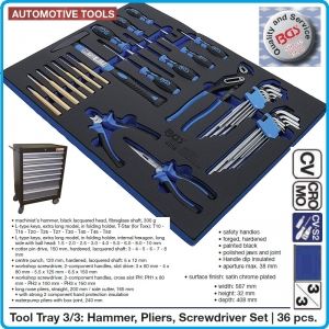 Модул с инструменти 3/3, вложка за количка, 36бр PH, SL, Torx, клещи и избивачи, BGS, 4038
