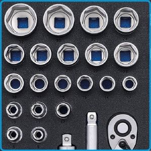 Модул с инструменти 1/3, вложка за количка, 27бр к-т Pro Torque® от 8-32mm на 12.5mm - 1/2", BGS, 4126