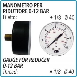 Манометър атмосферен, аксиален, 0-12Bar, 1/8", Ø40mm, OMG, 606.