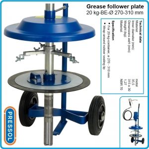 Грес помпа, 50:1, пневматична, 400Bar, к-т, 20kg, Ø270mm, Pressol, 18417051.