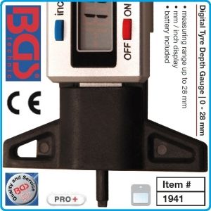 Дълбокомер за гуми, цифров 0-28 mm, дигитален грайферомер mm/inch, BGS, 1941