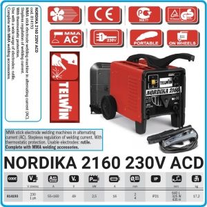 Електрожен 160A, MMA заваръчен апарат, Ø2-4mm, NORDIKA 2160 230V ACD, Telwin, 814193.