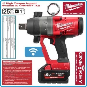 Гайковерт акумулаторен, ударен на 1", 2033 Nm, 18V 8.0Ah, One-Key, Milwaukee, M18O-F1-802X.