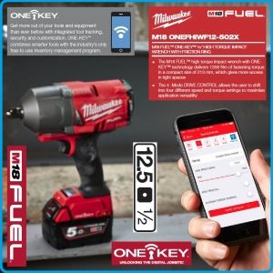 Гайковерт акумулаторен, ударен на 1/2", 1356 Nm, 18V 5.0Ah, One-Key, Milwaukee, M18O-F12-502X.