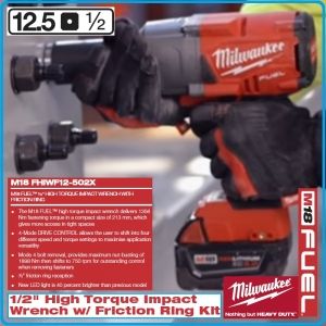 Гайковерт акумулаторен, ударен на 1/2", 1356 Nm, 18V Li-Ion 5.0Ah, Milwaukee, M18-F12-502X.