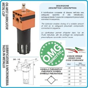 Омаслител регулируем, пневматичен, 1/4"-1/2", 2000l/min, 18Bar, OMG, G722-32LM