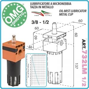 Омаслител регулируем, пневматичен, 1/4"-1/2", 2000l/min, 18Bar, OMG, G722-32LM