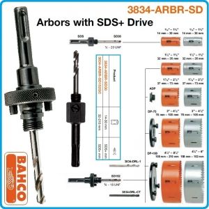 Държач със свредло центриращо, SDS+, за боркорони Ø14-30-210mm, Bahco, 3834-ARBR-SD