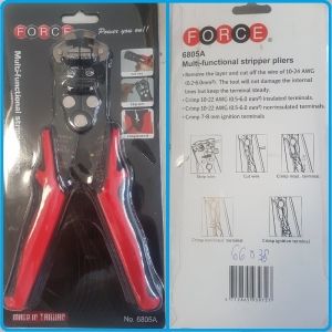 Клещи кабелозачистващи, за рязане и кримпване, к-т 10-22-24AWG, 0.5-6-8mm, Force, 6805A