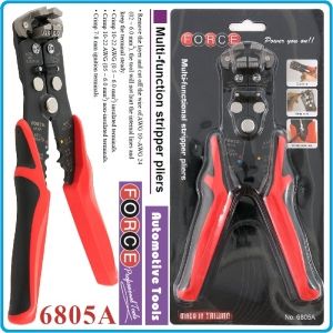 Клещи кабелозачистващи, за рязане и кримпване, к-т 10-22-24AWG, 0.5-6-8mm, Force, 6805A